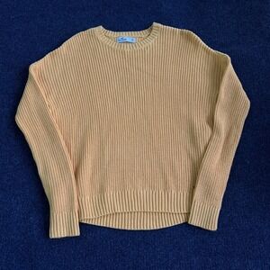Hollister Sweater Womens XS Yellow Ribbed Knit Crewneck Pullover Cotton Blend